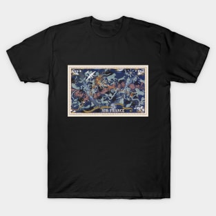 Vintage Air France Zodiac World Map (1939) by Lucien Boucher T-Shirt